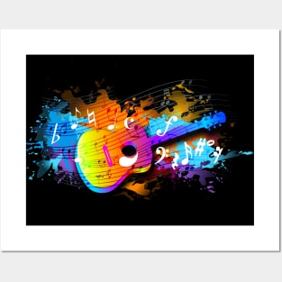 Watercolour guitar acoustic Posters and Art